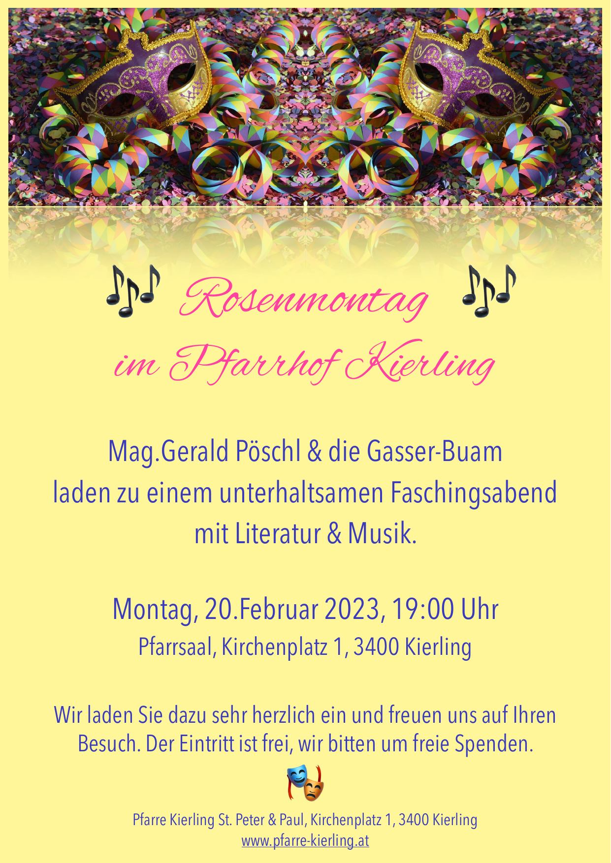 🎶 Rosenmontag im Pfarrhof Kierling 🎭